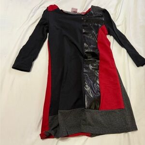 Stylish Kids Dress in Red, Black, and Gray